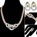 4-in-1 Gold-plating Metal Necklace & Earrings & Ring & Brace