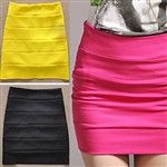 Stylish Close-fitting A-line Short Skirt Candy Color Empire